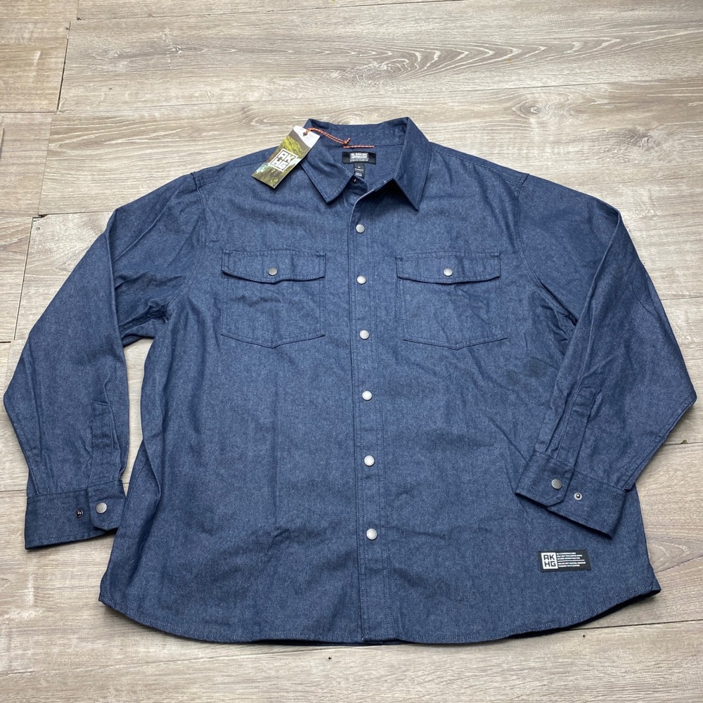 Alaskan Hardgear Shirt Recinder Mens XL Blue Cotton Chambray Denim Duluth Work